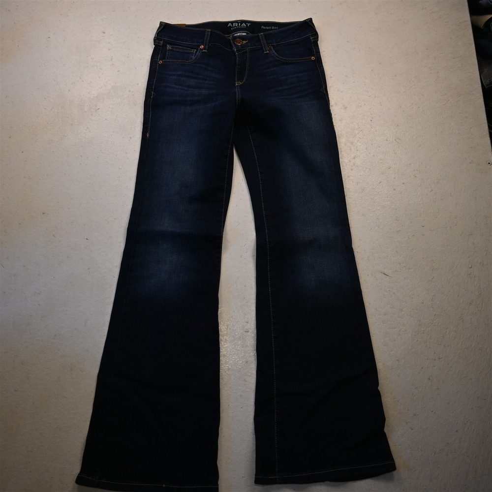 Ariat 29 Mid Rise Perfect Rise Flare Rinse Stretch Denim Womens Jeans